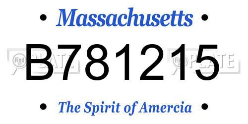 B781215 Massachusetts License Plate
