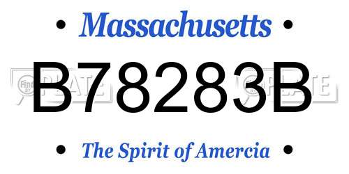 B78283B Massachusetts License Plate