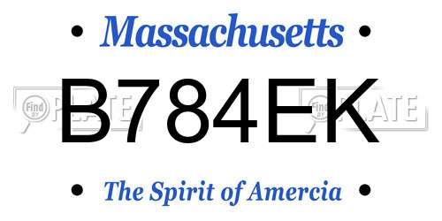 B784EK Massachusetts License Plate