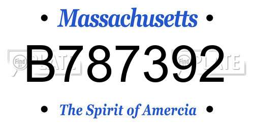 B787392 Massachusetts License Plate
