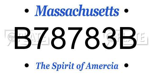B78783B Massachusetts License Plate