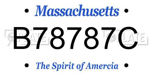 B78787C Massachusetts License Plate