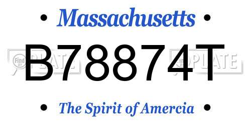 B78874T Massachusetts License Plate