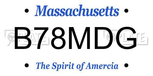 B78MDG Massachusetts License Plate