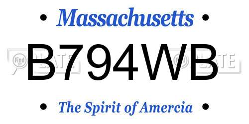 B794WB Massachusetts License Plate
