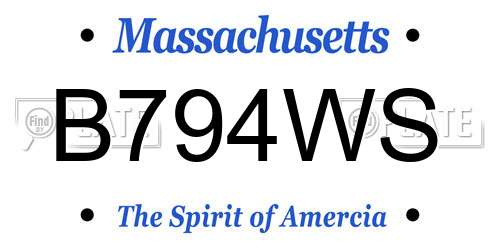 B794WS Massachusetts License Plate