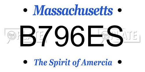 B796ES Massachusetts License Plate
