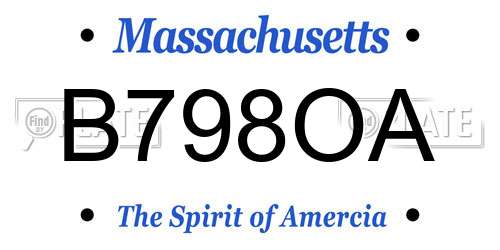 B798OA Massachusetts License Plate