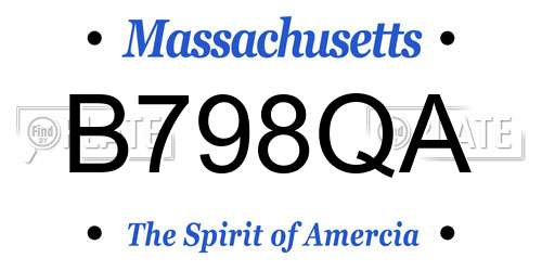 B798QA Massachusetts License Plate