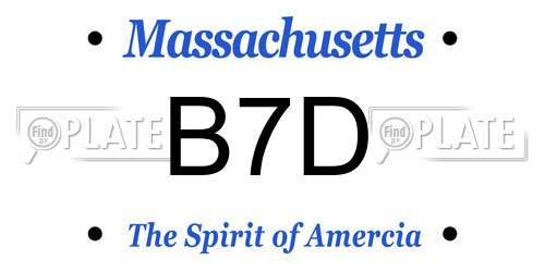 B7D Massachusetts License Plate