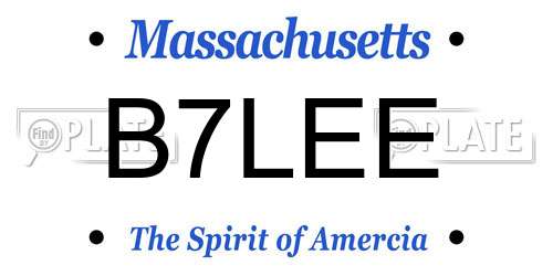 B7LEE Massachusetts License Plate