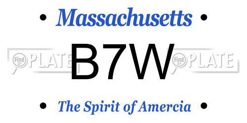 B7W Massachusetts License Plate