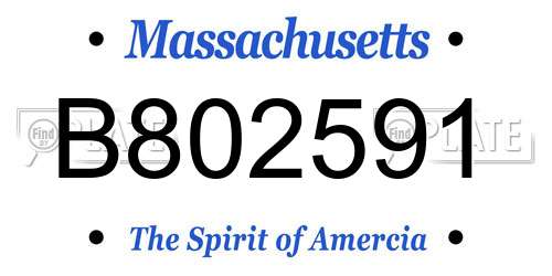 B802591 Massachusetts License Plate