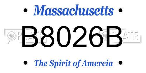B8026B Massachusetts License Plate