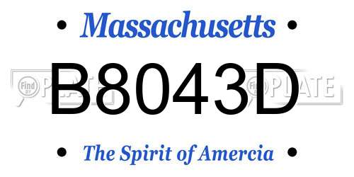 B8043D Massachusetts License Plate