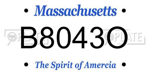 B8043O Massachusetts License Plate