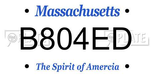 B804ED Massachusetts License Plate