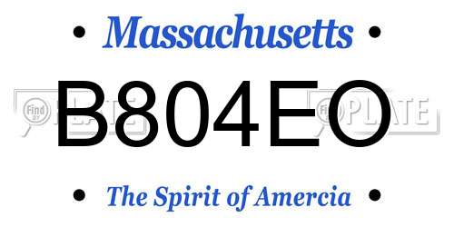 B804EO Massachusetts License Plate