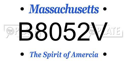 B8052V Massachusetts License Plate