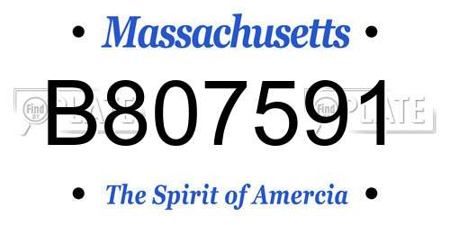 B807591 Massachusetts License Plate
