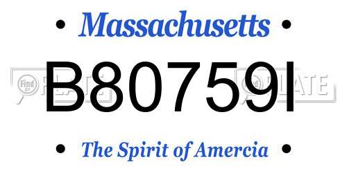 B80759I Massachusetts License Plate