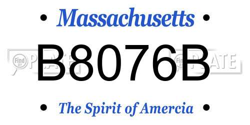 B8076B Massachusetts License Plate