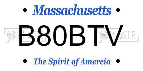 B80BTV Massachusetts License Plate