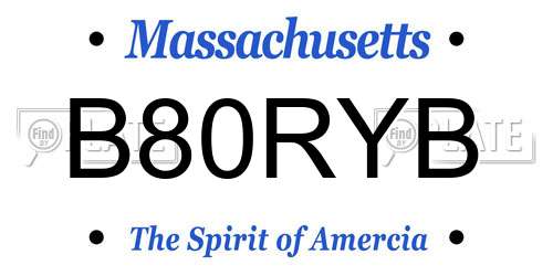 B80RYB Massachusetts License Plate