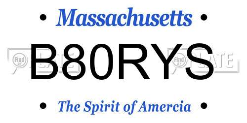 B80RYS Massachusetts License Plate