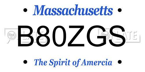 B80ZGS Massachusetts License Plate