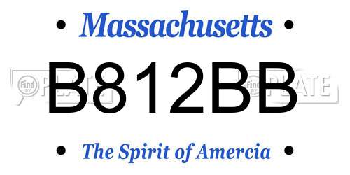 B812BB Massachusetts License Plate