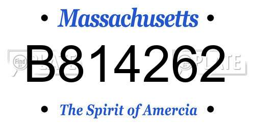 B814262 Massachusetts License Plate