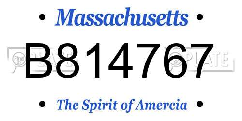 B814767 Massachusetts License Plate