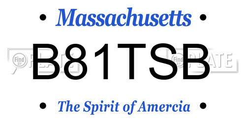 B81TSB Massachusetts License Plate