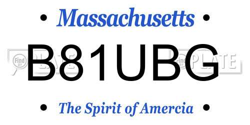 B81UBG Massachusetts License Plate