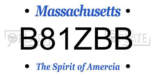 B81ZBB Massachusetts License Plate
