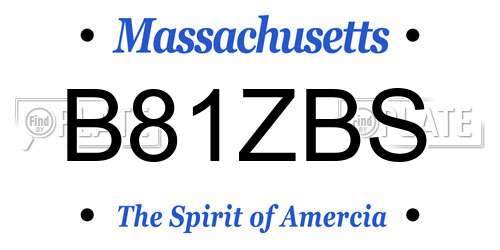 B81ZBS Massachusetts License Plate