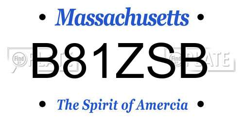 B81ZSB Massachusetts License Plate
