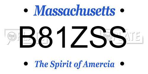 B81ZSS Massachusetts License Plate