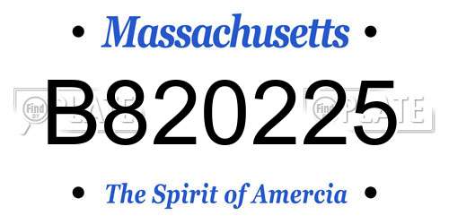 B820225 Massachusetts License Plate