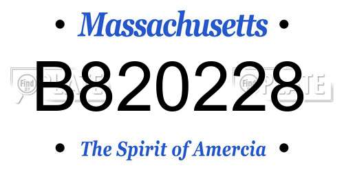 B820228 Massachusetts License Plate