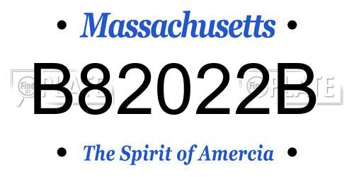 B82022B Massachusetts License Plate