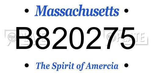 B820275 Massachusetts License Plate