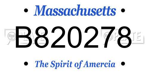 B820278 Massachusetts License Plate