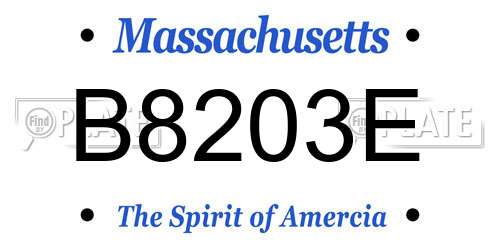 B8203E Massachusetts License Plate