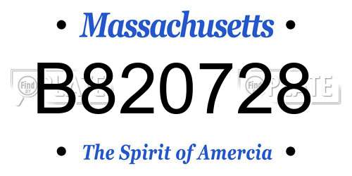B820728 Massachusetts License Plate