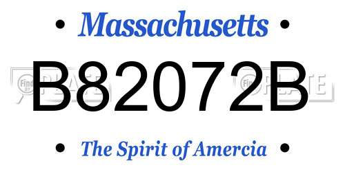 B82072B Massachusetts License Plate
