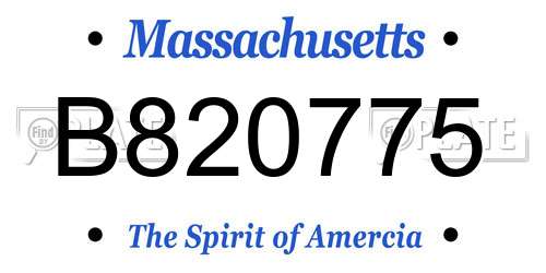 B820775 Massachusetts License Plate