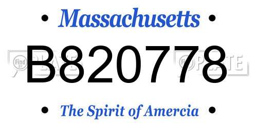 B820778 Massachusetts License Plate