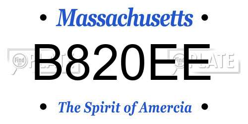B820EE Massachusetts License Plate